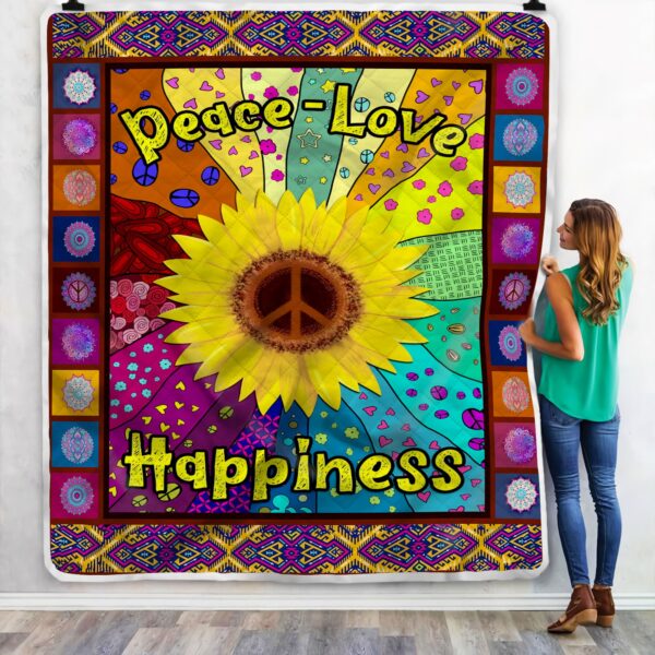 Peace Love Happiness Fleece Blanket Sherpa Blanket
