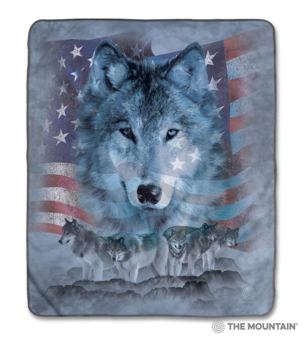 Patriotic Wolfpack Fleece Blanket Sherpa Blanket