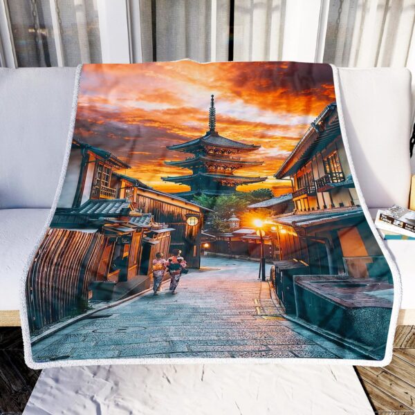 Kyoto Japan Street Fleece Blanket Sherpa Blanket