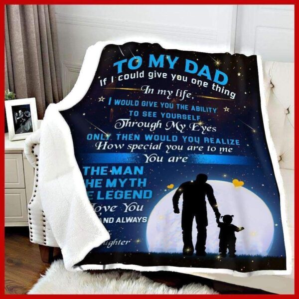 Dad The Man The Myth The Legend Blue Fleece Blanket Sherpa Blanket