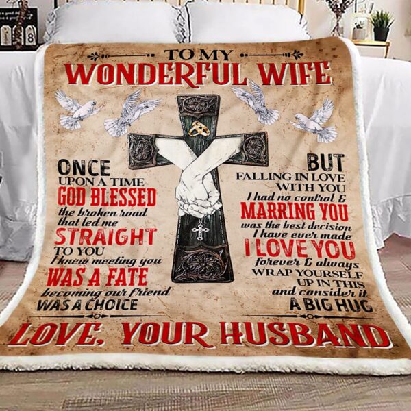 To My Wonderful Wife Fleece Blanket Sherpa Blanket