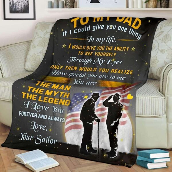 NAVY Dad The Man The Myth The Legend Fleece Blanket Sherpa Blanket