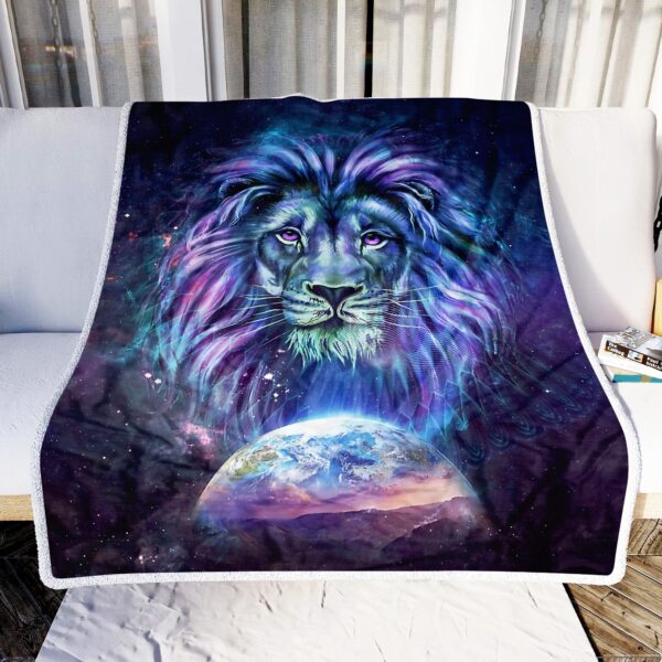 Lion Galaxy Earth Fleece Blanket Sherpa Blanket