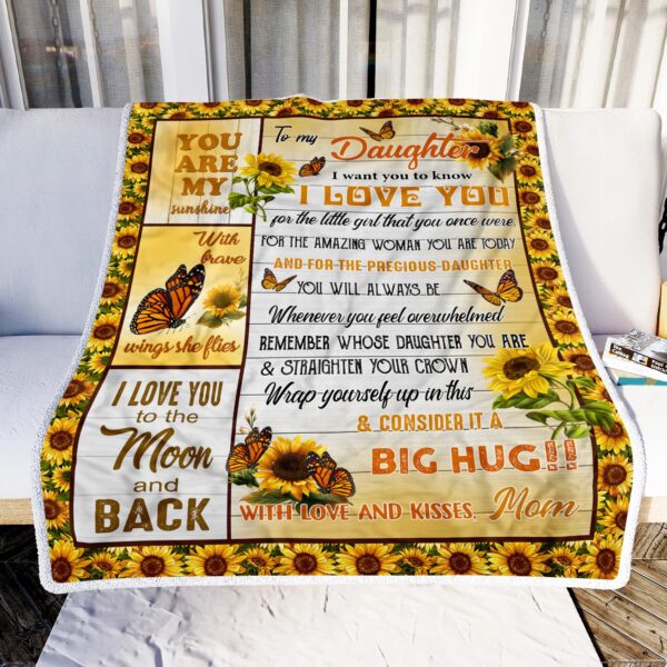 Mom To My Daughter You Are My Sunshine Sunflower Fleece Blanket Sherpa Blanket