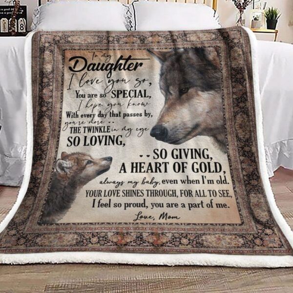 To My Daughter Wolf Fleece Blanket Sherpa Blanket