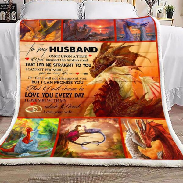 Dragon To My Husband Love You Fleece Blanket Sherpa Blanket