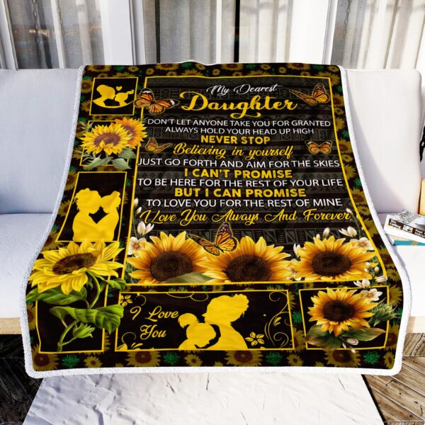 Sunflower Mom To My Daughter Fleece Blanket Sherpa Blanket
