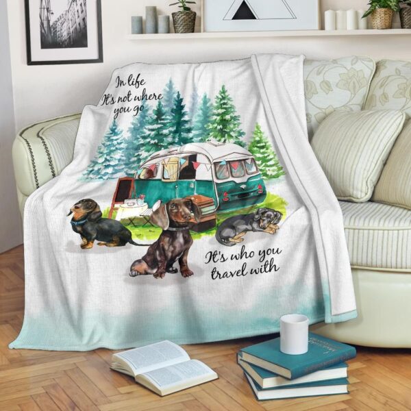 Travelling With Dachshund Fleece Blanket Sherpa Blanket