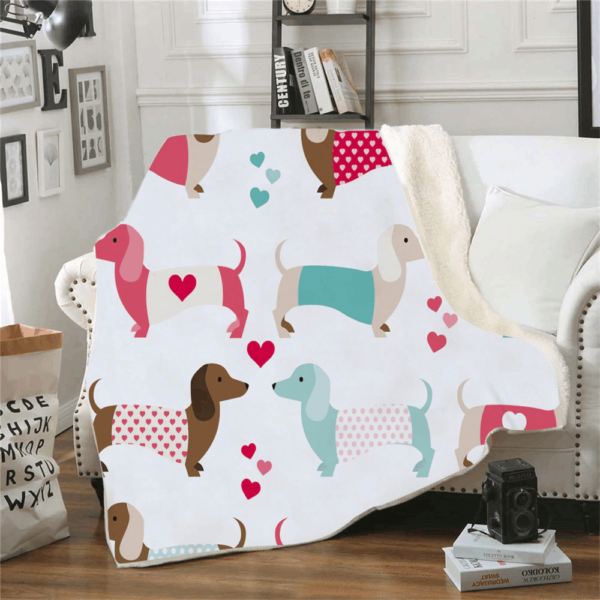 Heart Dachshund Fleece Blanket Sherpa Blanket