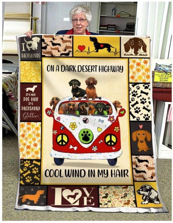 Dachshund On Bus Fleece Blanket Sherpa Blanket