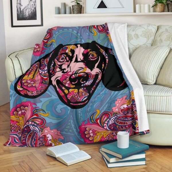 Paisley Dachshund Fleece Blanket Sherpa Blanket