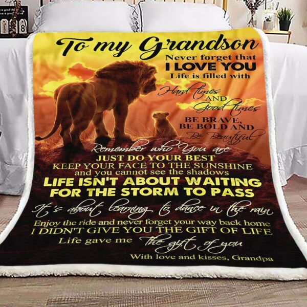 To My Grandson Fleece Blanket Sherpa Blanket