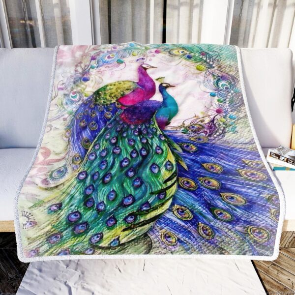 Vintage Couple Peacock Fleece Blanket Sherpa Blanket