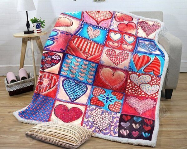 Valentine's Day Heart Fleece Blanket Sherpa Blanket