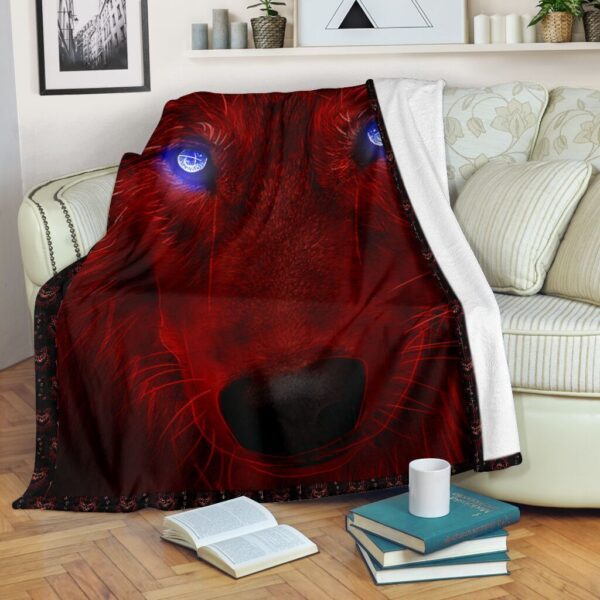 Blue Eyes Wolf Fleece Blanket Sherpa Blanket