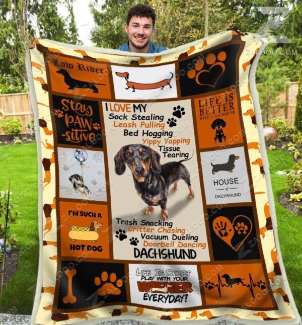 Dachshund Dog Fleece Blanket Sherpa Blanket