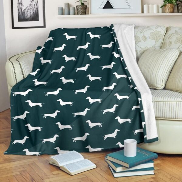 Green Dachshund Fleece Blanket Sherpa Blanket