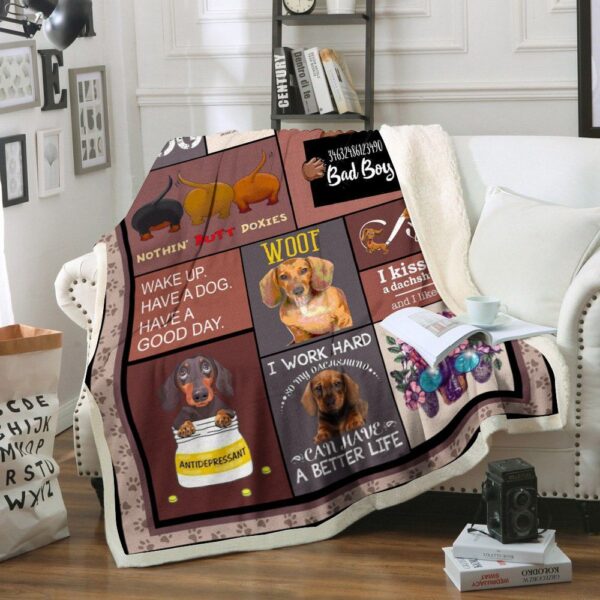 Dachshund Fleece Blanket Sherpa Blanket