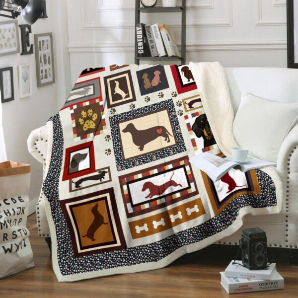 Dachshund Love Fleece Blanket Sherpa Blanket