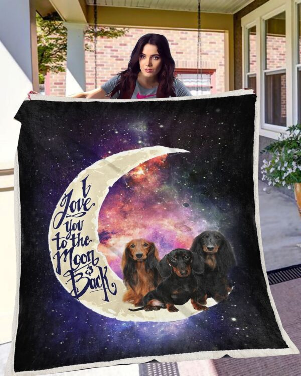Dachshund To The Moon Fleece Blanket Sherpa Blanket