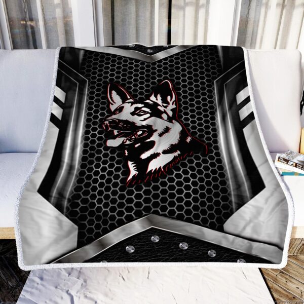 German Shepherd Cool Metal Pattern Fleece Blanket Sherpa Blanket