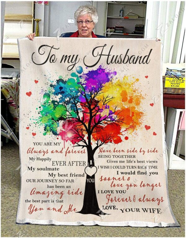 Color Tree Family To My Husband You And Me Fleece Blanket Sherpa Blanket