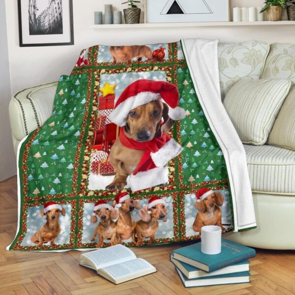 Christmas Dachshund Fleece Blanket Sherpa Blanket