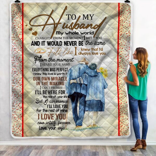 To My Husband Never Forget That I Love You Fleece Blanket Sherpa Blanket