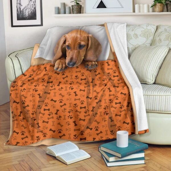 Sleeping Dachshund Fleece Blanket Sherpa Blanket