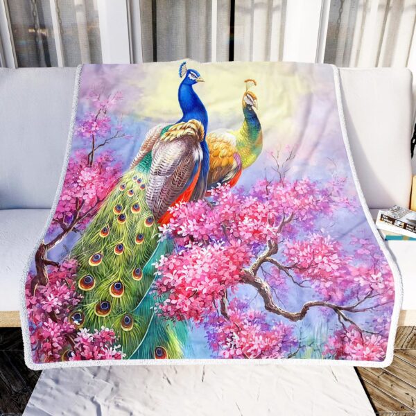 Peacock Couple In Love Fleece Blanket Sherpa Blanket