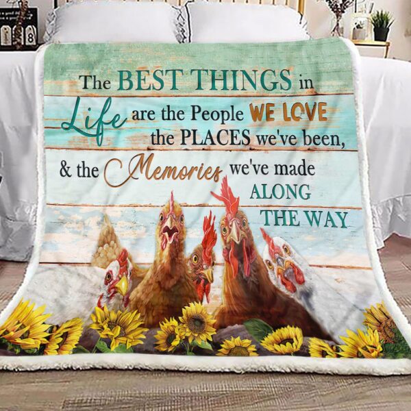 Farm Farmhouse Chicken Canvas The Best Things In Life Fleece Blanket Sherpa Blanket