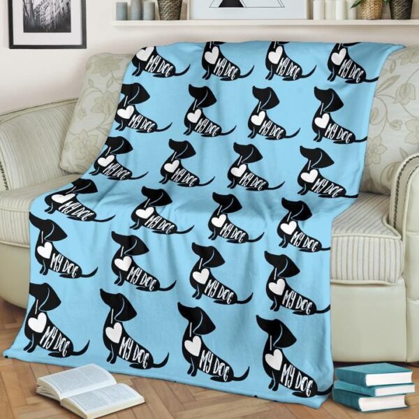 Dachshund Love My Dog Fleece Blanket Sherpa Blanket