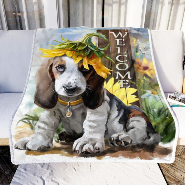 Cute Basset House Fleece Blanket Sherpa Blanket