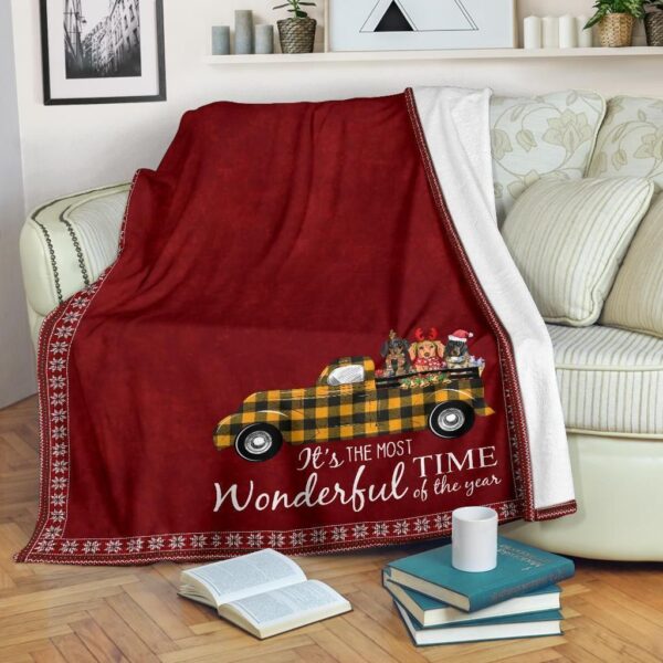 Christmas Dachshund Fleece Blanket Sherpa Blanket