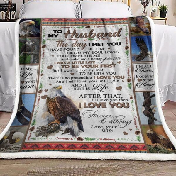 To My Husband Eagle Fleece Blanket Sherpa Blanket