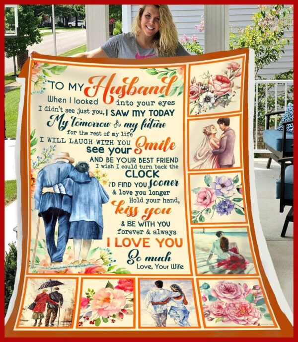 To My Husband When I Looked Into Your Eyes Fleece Blanket Sherpa Blanket