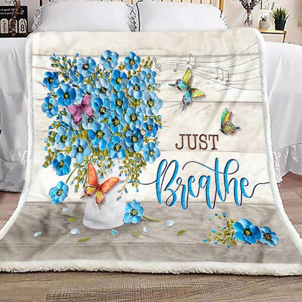 Flower Just Breathe Fleece Blanket Sherpa Blanket