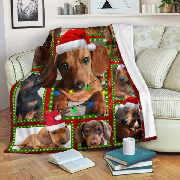 Dachshund Christmas Fleece Blanket Sherpa Blanket