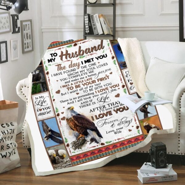 To My Husband Eagle Fleece Blanket Sherpa Blanket