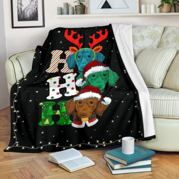 Christmas Dachshund Fleece Blanket Sherpa Blanket