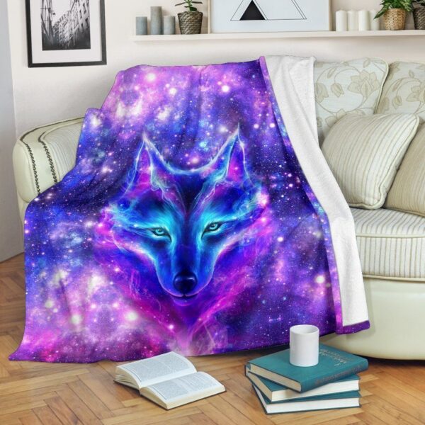 Galaxy Wolf Fleece Blanket Sherpa Blanket