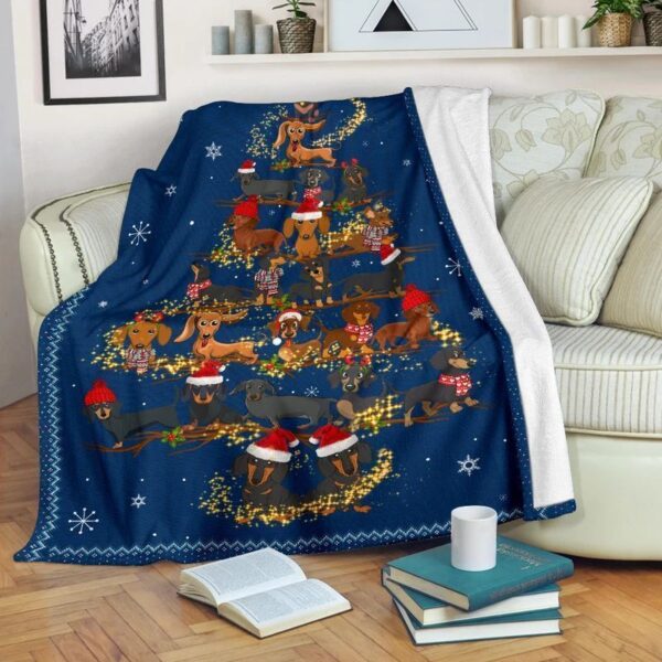 Christmas Dachshund Fleece Blanket Sherpa Blanket
