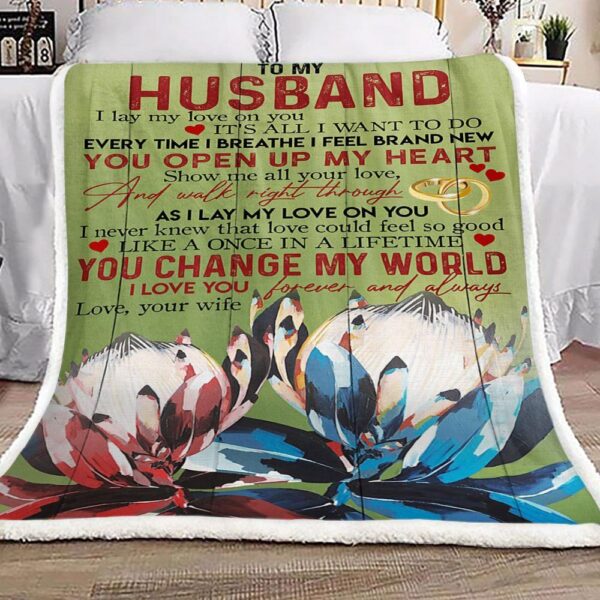 Protea Flower To My Husband Fleece Blanket Sherpa Blanket