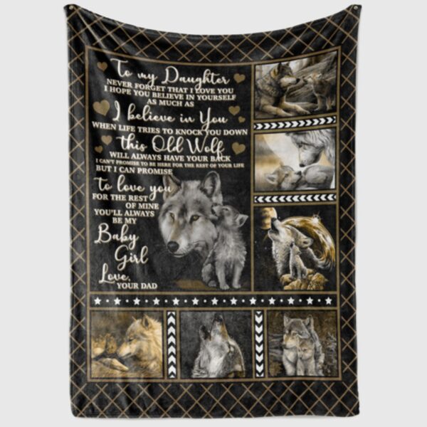 To My Daughter Wolf Fleece Blanket Sherpa Blanket
