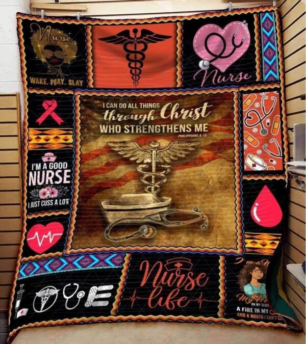 Nurse I Can Do All Things Through Christ Fleece Blanket Sherpa Blanket