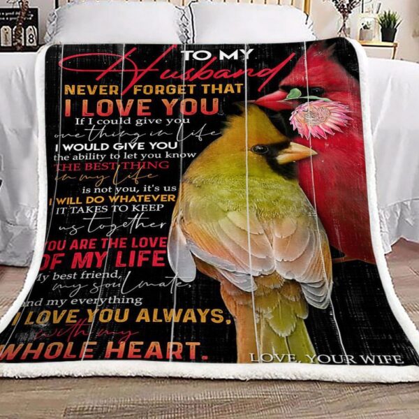 Cardinal To My Husband Fleece Blanket Sherpa Blanket