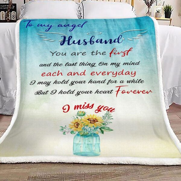 Flower To My Angel Husband Fleece Blanket Sherpa Blanket