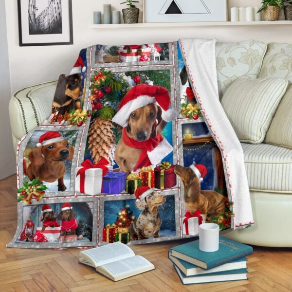 Dachshund Christmas Fleece Blanket Sherpa Blanket