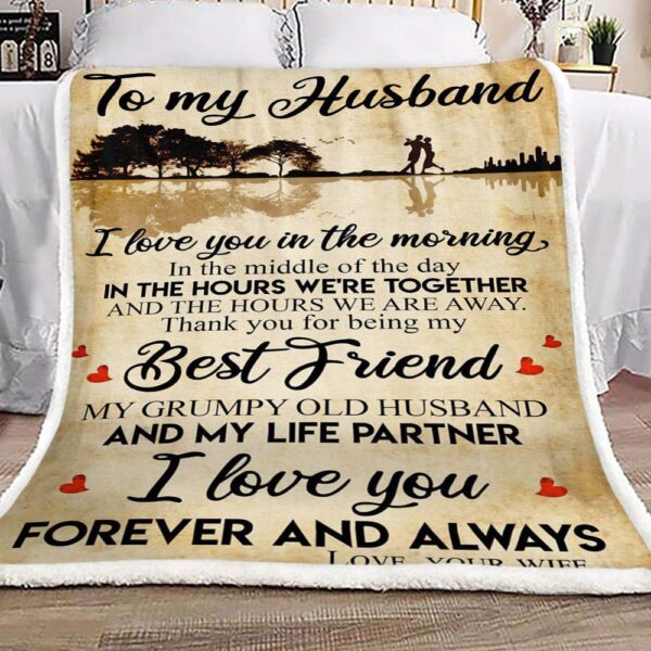 Family To My Husband Fleece Blanket Sherpa Blanket