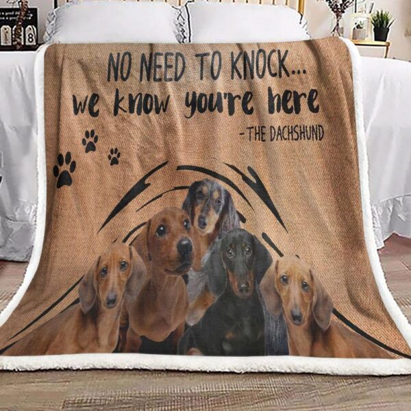 Dachshund No Need To Knock Fleece Blanket Sherpa Blanket